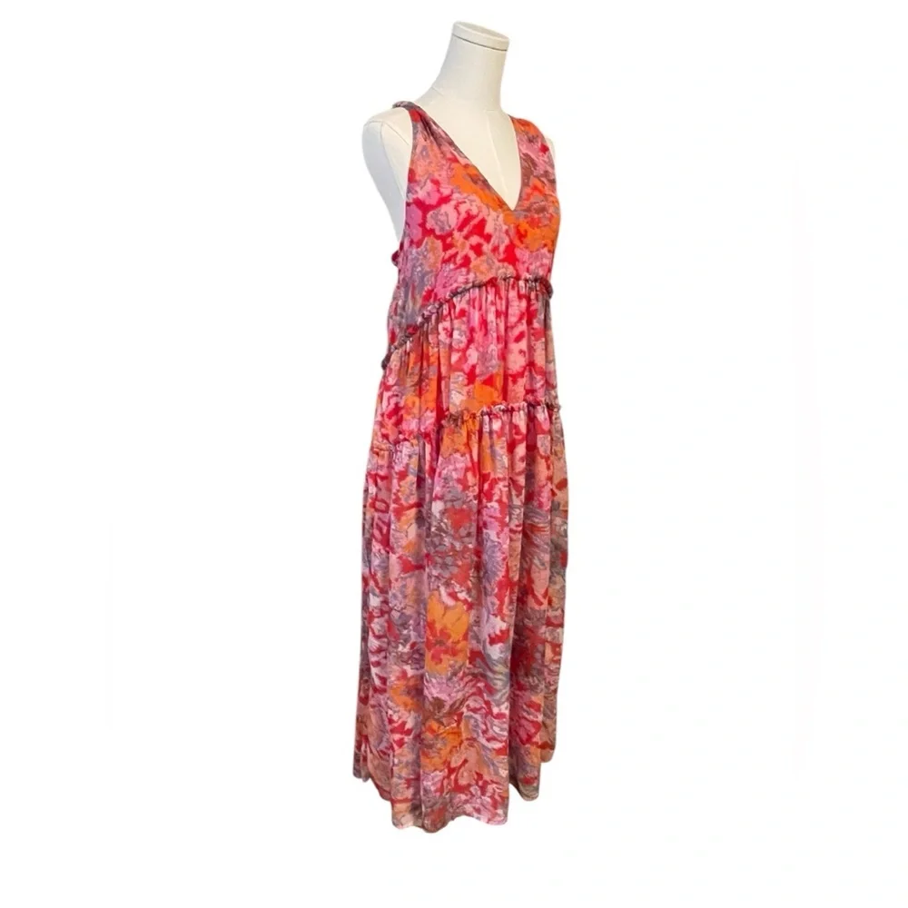 Free People Julianna Maxi Dress Ruffled Tiers V Neck Floral Print - Picture 5 of 11